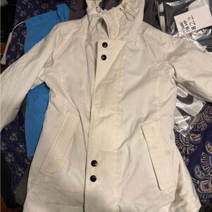 Burton Men's Off-White Hooded Raincoat